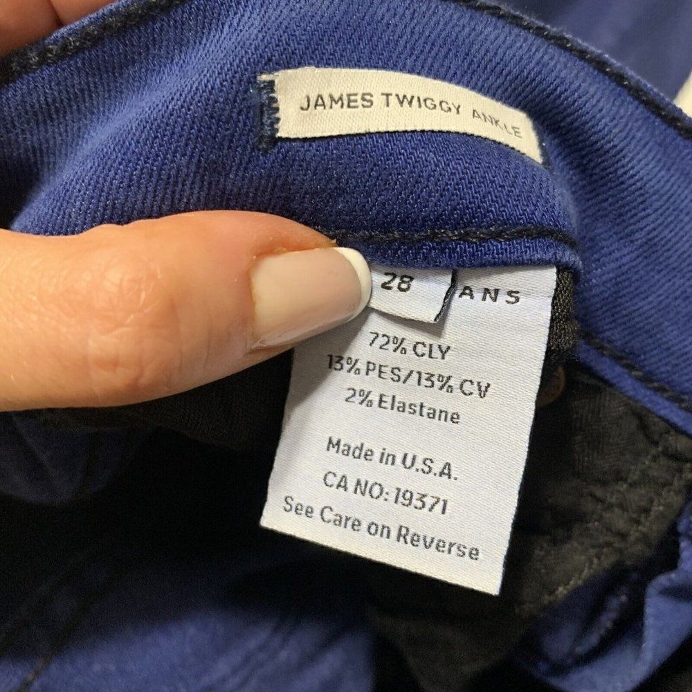 james jeans twiggy ankle 19371 Womens Solid Blue Shine High Rise Denim 28 - Picture 3 of 4